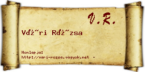 Vári Rózsa névjegykártya